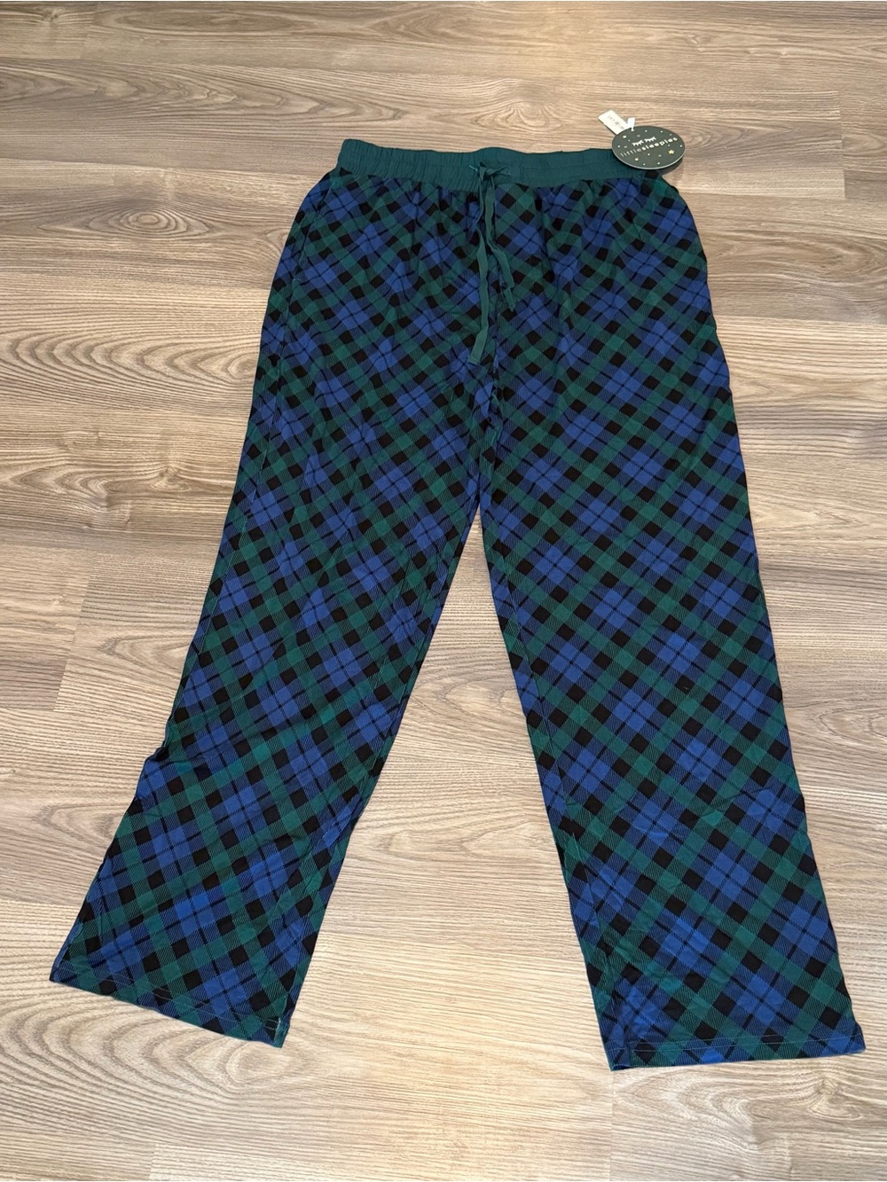 Little Sleepies Men’s Bamboo Pajama Pants in Emerald Plaid Pockets Medium NWT